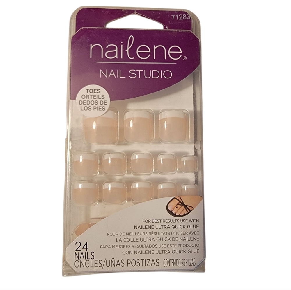 💗 New NAILENE 24 Toe Press-on Nails FRENCH TIP